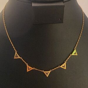 Gold Tone Triangle Pendant Necklace